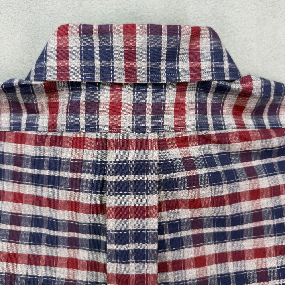Brooks Brothers Regent Fit Plaid Button Down Shirt Medium Red Blue Grey - Picture 4 of 8